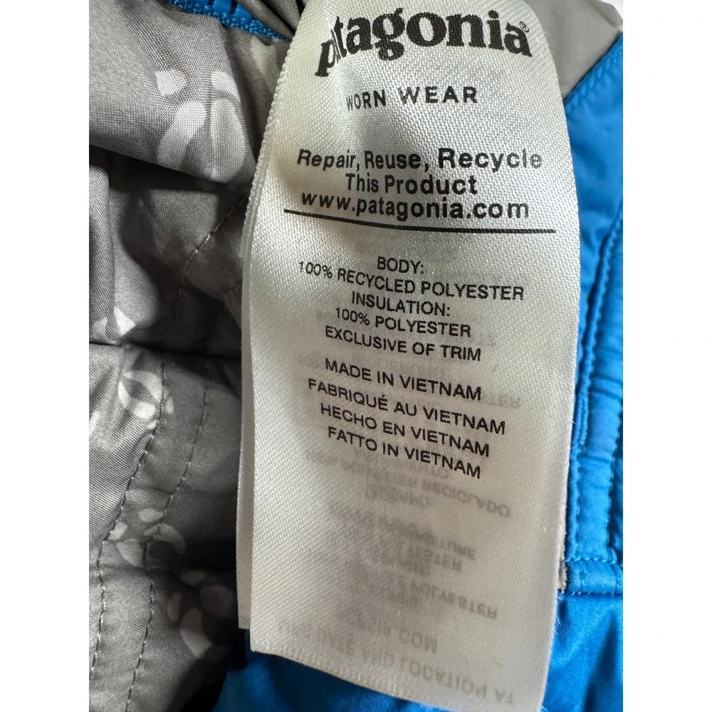 Patagonia Reversible Tribbles Hooded Jacket‎ Blue Grey Tan Fleece Toddler 2T
